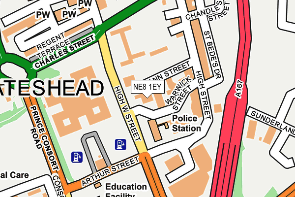 NE8 1EY map - OS OpenMap – Local (Ordnance Survey) NE8 1EY map - OS OpenMap – Local (Ordnance Survey)
