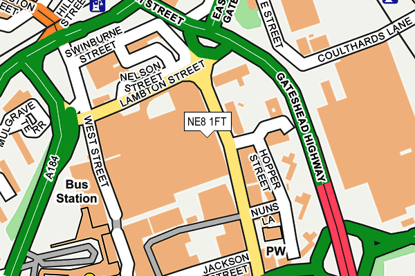 NE8 1FT map - OS OpenMap – Local (Ordnance Survey) NE8 1FT map - OS OpenMap – Local (Ordnance Survey)