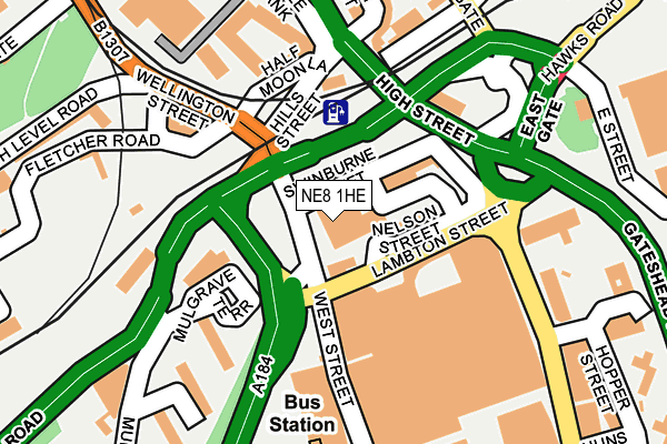 NE8 1HE map - OS OpenMap – Local (Ordnance Survey) NE8 1HE map - OS OpenMap – Local (Ordnance Survey)