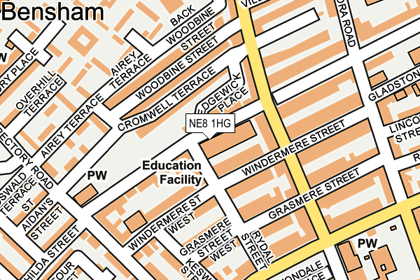 NE8 1HG map - OS OpenMap – Local (Ordnance Survey) NE8 1HG map - OS OpenMap – Local (Ordnance Survey)