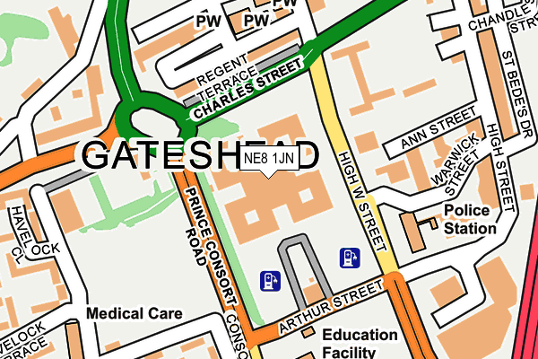 NE8 1JN map - OS OpenMap – Local (Ordnance Survey) NE8 1JN map - OS OpenMap – Local (Ordnance Survey)