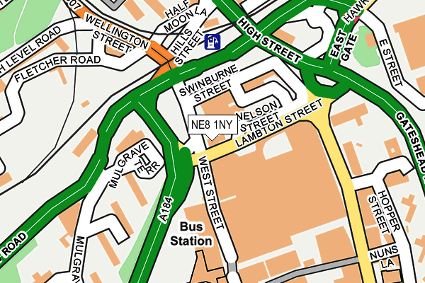 NE8 1NY map - OS OpenMap – Local (Ordnance Survey) NE8 1NY map - OS OpenMap – Local (Ordnance Survey)