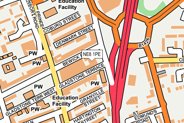 NE8 1PE map - OS OpenMap – Local (Ordnance Survey) NE8 1PE map - OS OpenMap – Local (Ordnance Survey)