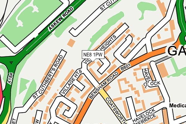NE8 1PW map - OS OpenMap – Local (Ordnance Survey) NE8 1PW map - OS OpenMap – Local (Ordnance Survey)