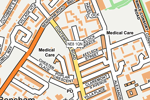 NE8 1QN map - OS OpenMap – Local (Ordnance Survey) NE8 1QN map - OS OpenMap – Local (Ordnance Survey)