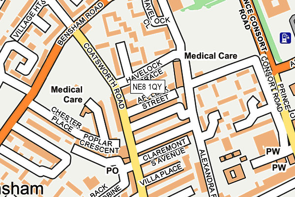 NE8 1QY map - OS OpenMap – Local (Ordnance Survey) NE8 1QY map - OS OpenMap – Local (Ordnance Survey)