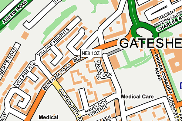 NE8 1QZ map - OS OpenMap – Local (Ordnance Survey) NE8 1QZ map - OS OpenMap – Local (Ordnance Survey)