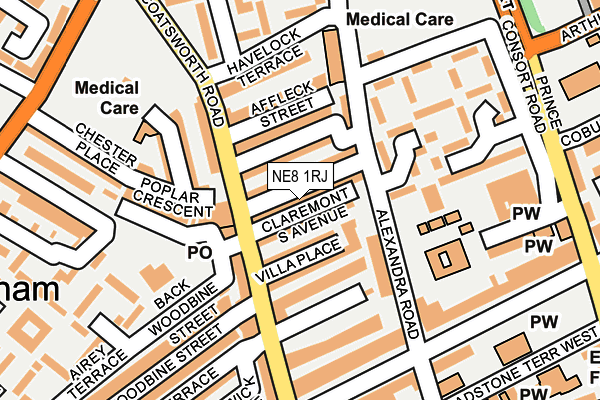 NE8 1RJ map - OS OpenMap – Local (Ordnance Survey) NE8 1RJ map - OS OpenMap – Local (Ordnance Survey)