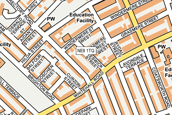 NE8 1TQ map - OS OpenMap – Local (Ordnance Survey) NE8 1TQ map - OS OpenMap – Local (Ordnance Survey)