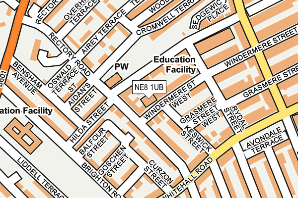 NE8 1UB map - OS OpenMap – Local (Ordnance Survey) NE8 1UB map - OS OpenMap – Local (Ordnance Survey)