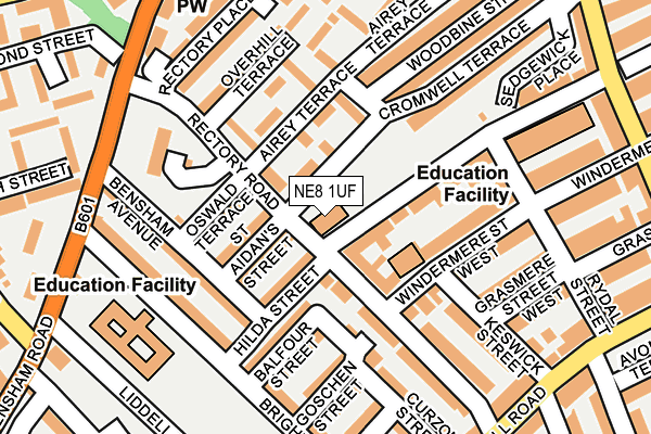 NE8 1UF map - OS OpenMap – Local (Ordnance Survey) NE8 1UF map - OS OpenMap – Local (Ordnance Survey)