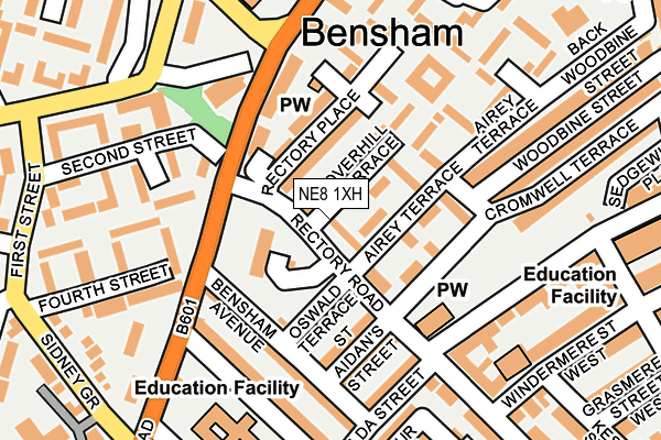 NE8 1XH map - OS OpenMap – Local (Ordnance Survey)
