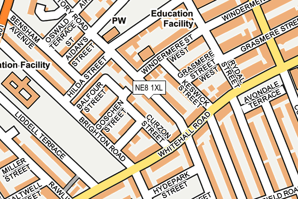 NE8 1XL map - OS OpenMap – Local (Ordnance Survey) NE8 1XL map - OS OpenMap – Local (Ordnance Survey)