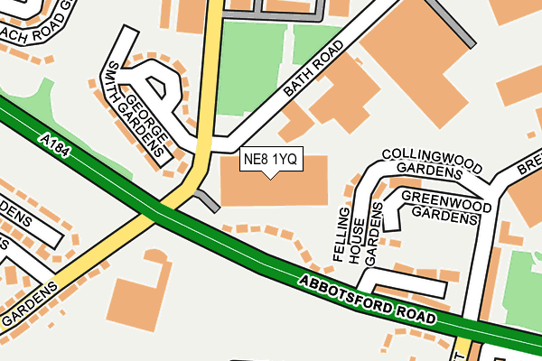 NE8 1YQ map - OS OpenMap – Local (Ordnance Survey) NE8 1YQ map - OS OpenMap – Local (Ordnance Survey)