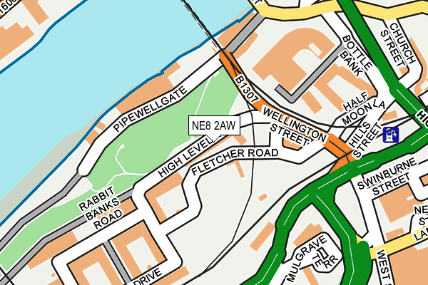 NE8 2AW map - OS OpenMap – Local (Ordnance Survey) NE8 2AW map - OS OpenMap – Local (Ordnance Survey)