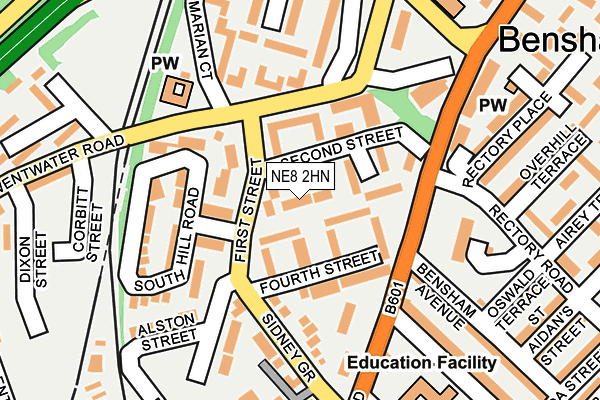 NE8 2HN map - OS OpenMap – Local (Ordnance Survey) NE8 2HN map - OS OpenMap – Local (Ordnance Survey)