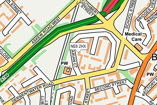 NE8 2HX map - OS OpenMap – Local (Ordnance Survey) NE8 2HX map - OS OpenMap – Local (Ordnance Survey)