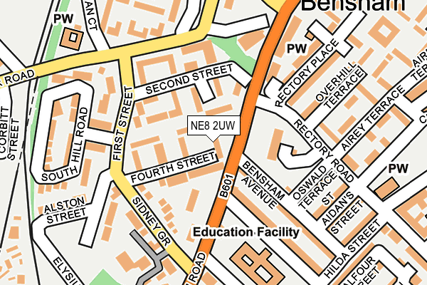 NE8 2UW map - OS OpenMap – Local (Ordnance Survey) NE8 2UW map - OS OpenMap – Local (Ordnance Survey)