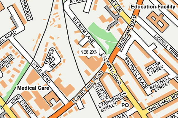 NE8 2XN map - OS OpenMap – Local (Ordnance Survey) NE8 2XN map - OS OpenMap – Local (Ordnance Survey)