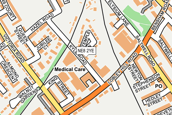 NE8 2YE map - OS OpenMap – Local (Ordnance Survey) NE8 2YE map - OS OpenMap – Local (Ordnance Survey)