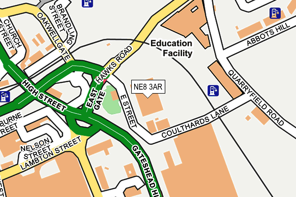 NE8 3AR map - OS OpenMap – Local (Ordnance Survey) NE8 3AR map - OS OpenMap – Local (Ordnance Survey)