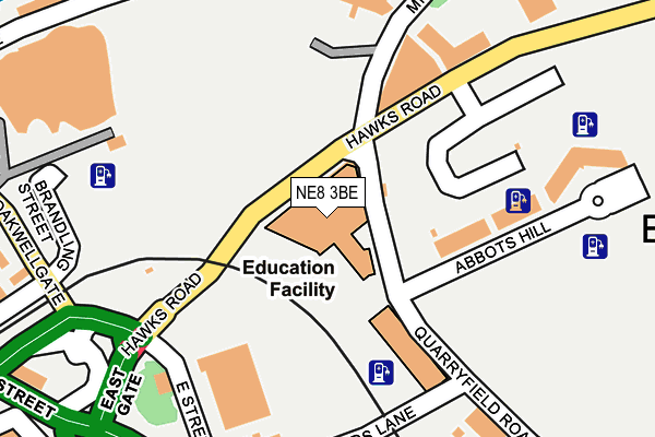 NE8 3BE map - OS OpenMap – Local (Ordnance Survey) NE8 3BE map - OS OpenMap – Local (Ordnance Survey)