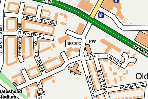 NE8 3DQ map - OS OpenMap – Local (Ordnance Survey) NE8 3DQ map - OS OpenMap – Local (Ordnance Survey)
