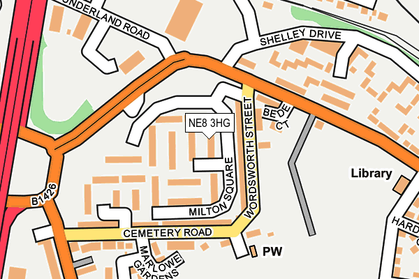 NE8 3HG map - OS OpenMap – Local (Ordnance Survey) NE8 3HG map - OS OpenMap – Local (Ordnance Survey)