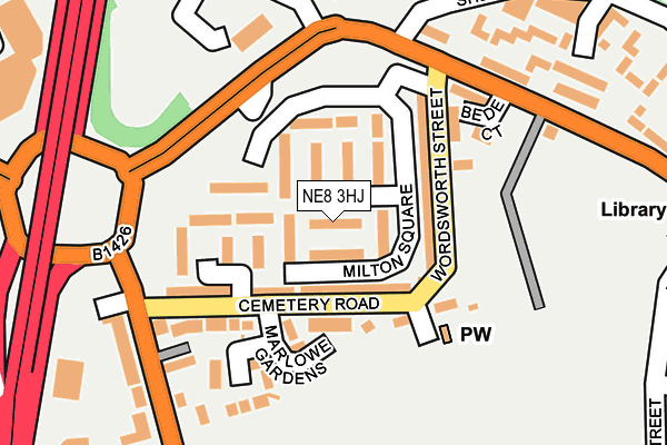NE8 3HJ map - OS OpenMap – Local (Ordnance Survey) NE8 3HJ map - OS OpenMap – Local (Ordnance Survey)