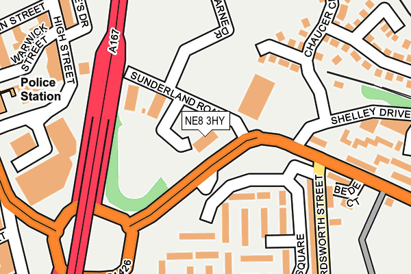NE8 3HY map - OS OpenMap – Local (Ordnance Survey) NE8 3HY map - OS OpenMap – Local (Ordnance Survey)