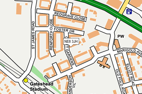 NE8 3JH map - OS OpenMap – Local (Ordnance Survey) NE8 3JH map - OS OpenMap – Local (Ordnance Survey)