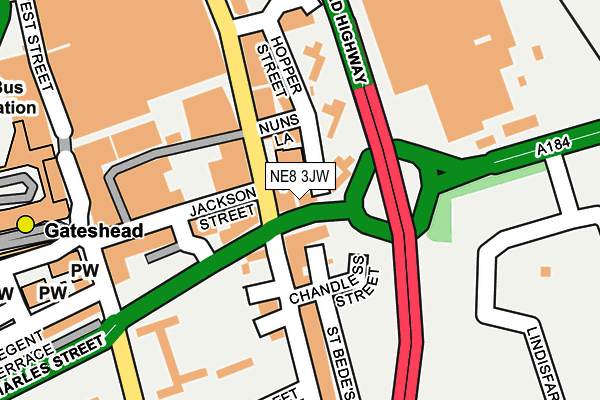 NE8 3JW map - OS OpenMap – Local (Ordnance Survey) NE8 3JW map - OS OpenMap – Local (Ordnance Survey)