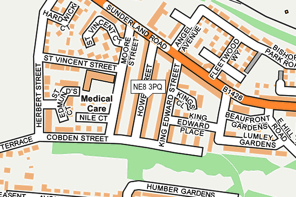 NE8 3PQ map - OS OpenMap – Local (Ordnance Survey) NE8 3PQ map - OS OpenMap – Local (Ordnance Survey)