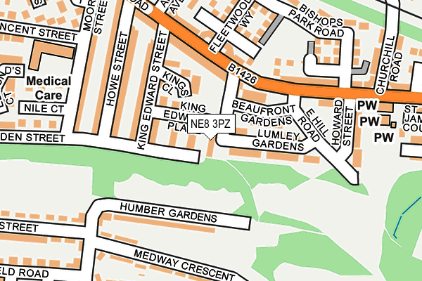 NE8 3PZ map - OS OpenMap – Local (Ordnance Survey) NE8 3PZ map - OS OpenMap – Local (Ordnance Survey)
