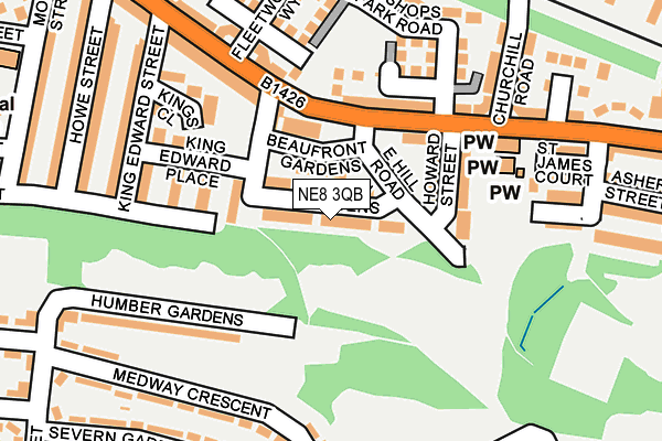 NE8 3QB map - OS OpenMap – Local (Ordnance Survey) NE8 3QB map - OS OpenMap – Local (Ordnance Survey)