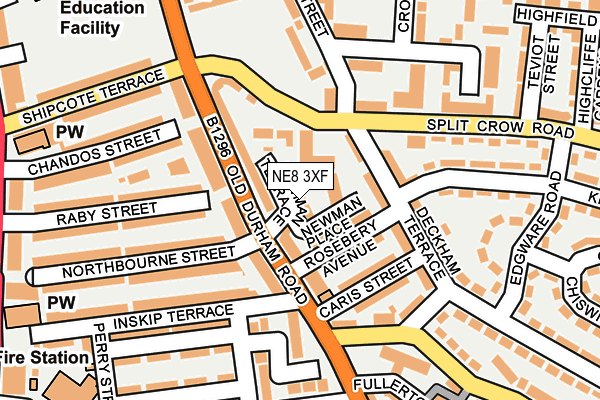 NE8 3XF map - OS OpenMap – Local (Ordnance Survey) NE8 3XF map - OS OpenMap – Local (Ordnance Survey)