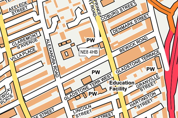 NE8 4HB map - OS OpenMap – Local (Ordnance Survey) NE8 4HB map - OS OpenMap – Local (Ordnance Survey)