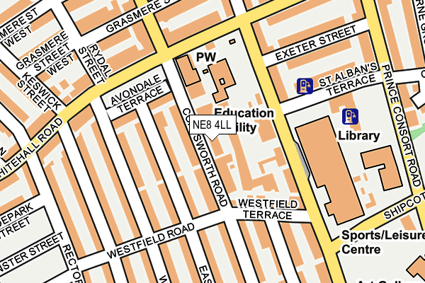 NE8 4LL map - OS OpenMap – Local (Ordnance Survey) NE8 4LL map - OS OpenMap – Local (Ordnance Survey)