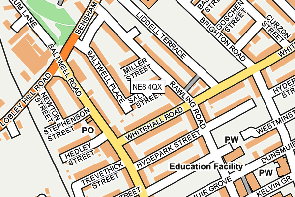 NE8 4QX map - OS OpenMap – Local (Ordnance Survey) NE8 4QX map - OS OpenMap – Local (Ordnance Survey)