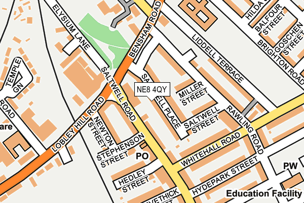 NE8 4QY map - OS OpenMap – Local (Ordnance Survey) NE8 4QY map - OS OpenMap – Local (Ordnance Survey)