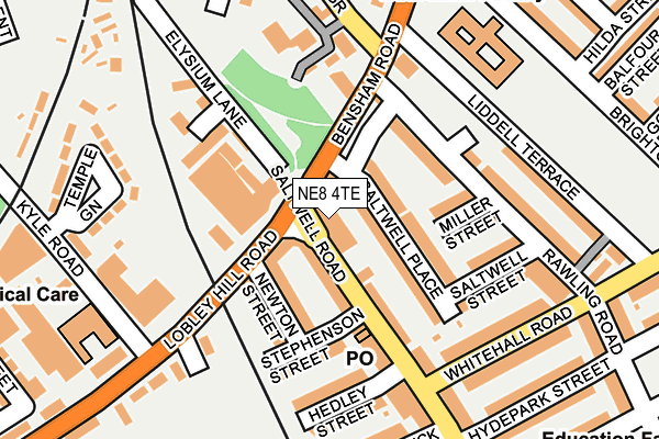 NE8 4TE map - OS OpenMap – Local (Ordnance Survey) NE8 4TE map - OS OpenMap – Local (Ordnance Survey)