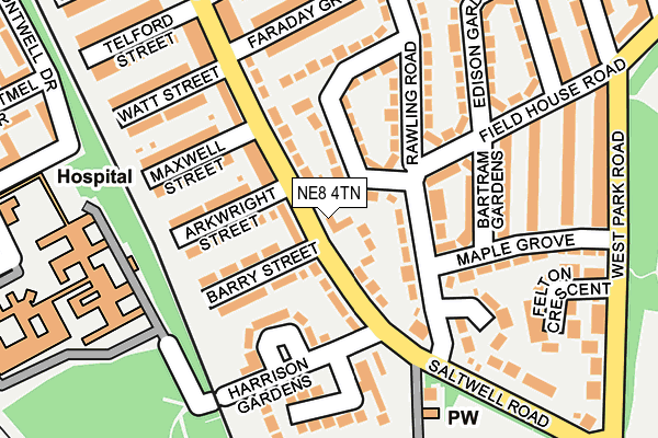 NE8 4TN map - OS OpenMap – Local (Ordnance Survey) NE8 4TN map - OS OpenMap – Local (Ordnance Survey)