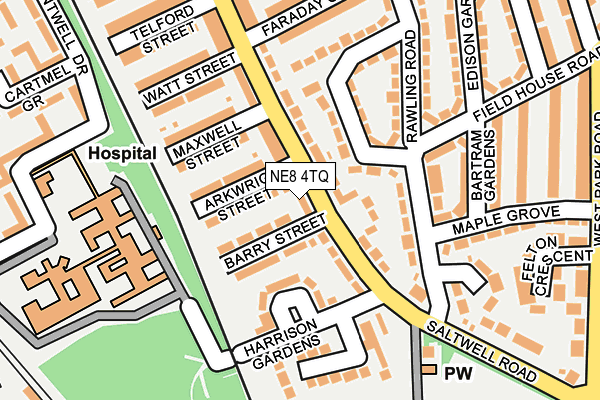NE8 4TQ map - OS OpenMap – Local (Ordnance Survey) NE8 4TQ map - OS OpenMap – Local (Ordnance Survey)