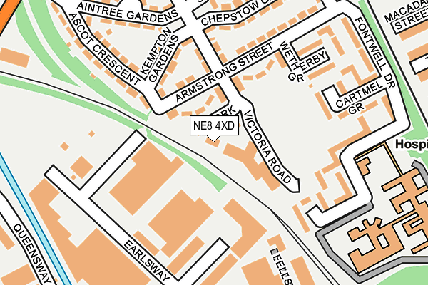 NE8 4XD map - OS OpenMap – Local (Ordnance Survey) NE8 4XD map - OS OpenMap – Local (Ordnance Survey)