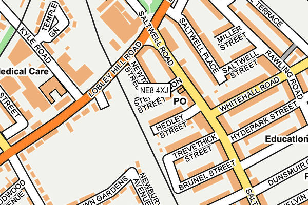NE8 4XJ map - OS OpenMap – Local (Ordnance Survey) NE8 4XJ map - OS OpenMap – Local (Ordnance Survey)