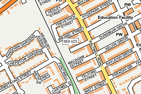 NE8 4ZS map - OS OpenMap – Local (Ordnance Survey) NE8 4ZS map - OS OpenMap – Local (Ordnance Survey)