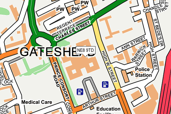NE8 9TD map - OS OpenMap – Local (Ordnance Survey) NE8 9TD map - OS OpenMap – Local (Ordnance Survey)