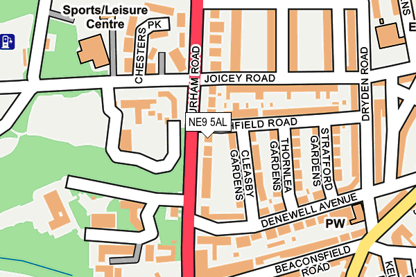 NE9 5AL map - OS OpenMap – Local (Ordnance Survey) NE9 5AL map - OS OpenMap – Local (Ordnance Survey)