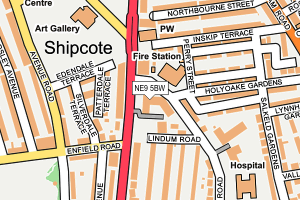 NE9 5BW map - OS OpenMap – Local (Ordnance Survey) NE9 5BW map - OS OpenMap – Local (Ordnance Survey)