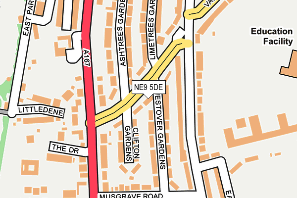 NE9 5DE map - OS OpenMap – Local (Ordnance Survey) NE9 5DE map - OS OpenMap – Local (Ordnance Survey)